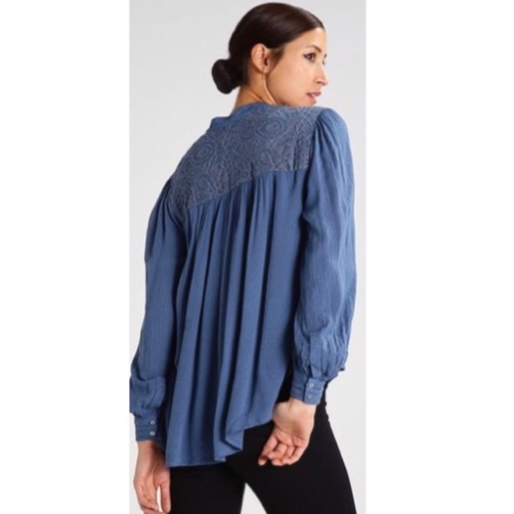 Free People Blue Canyon Rose Hi-Lo Blouse Size XS - Picture 1 of 8